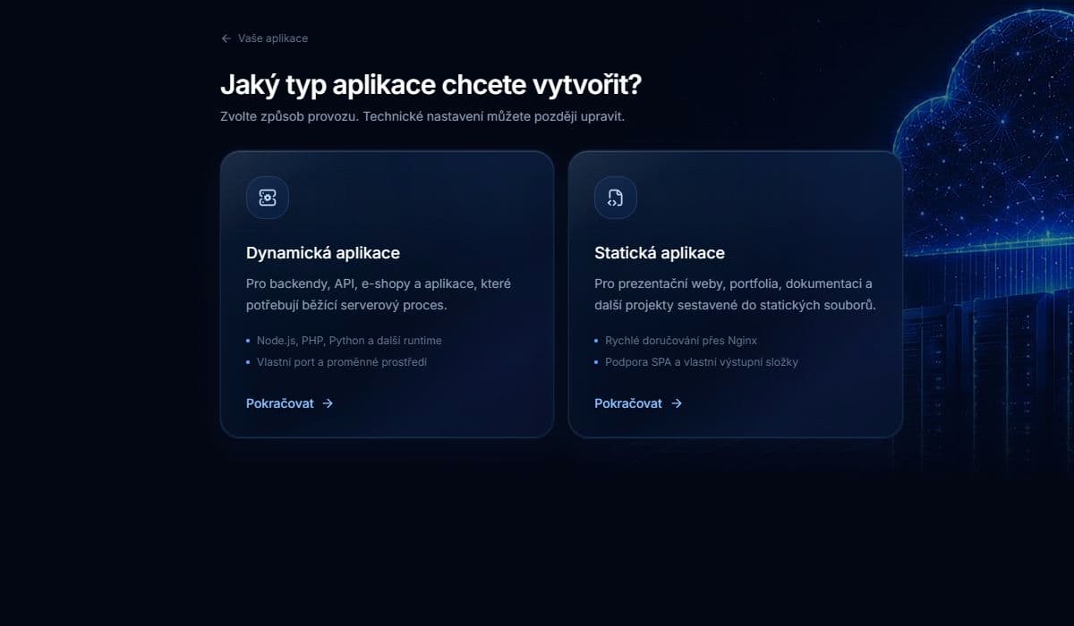Ukázka vytvoření aplikace v NoyraCloud